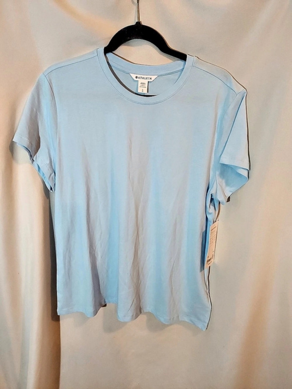 Athleta Favorite Cotton Classic Tee Crewneck Light Blue L NWT